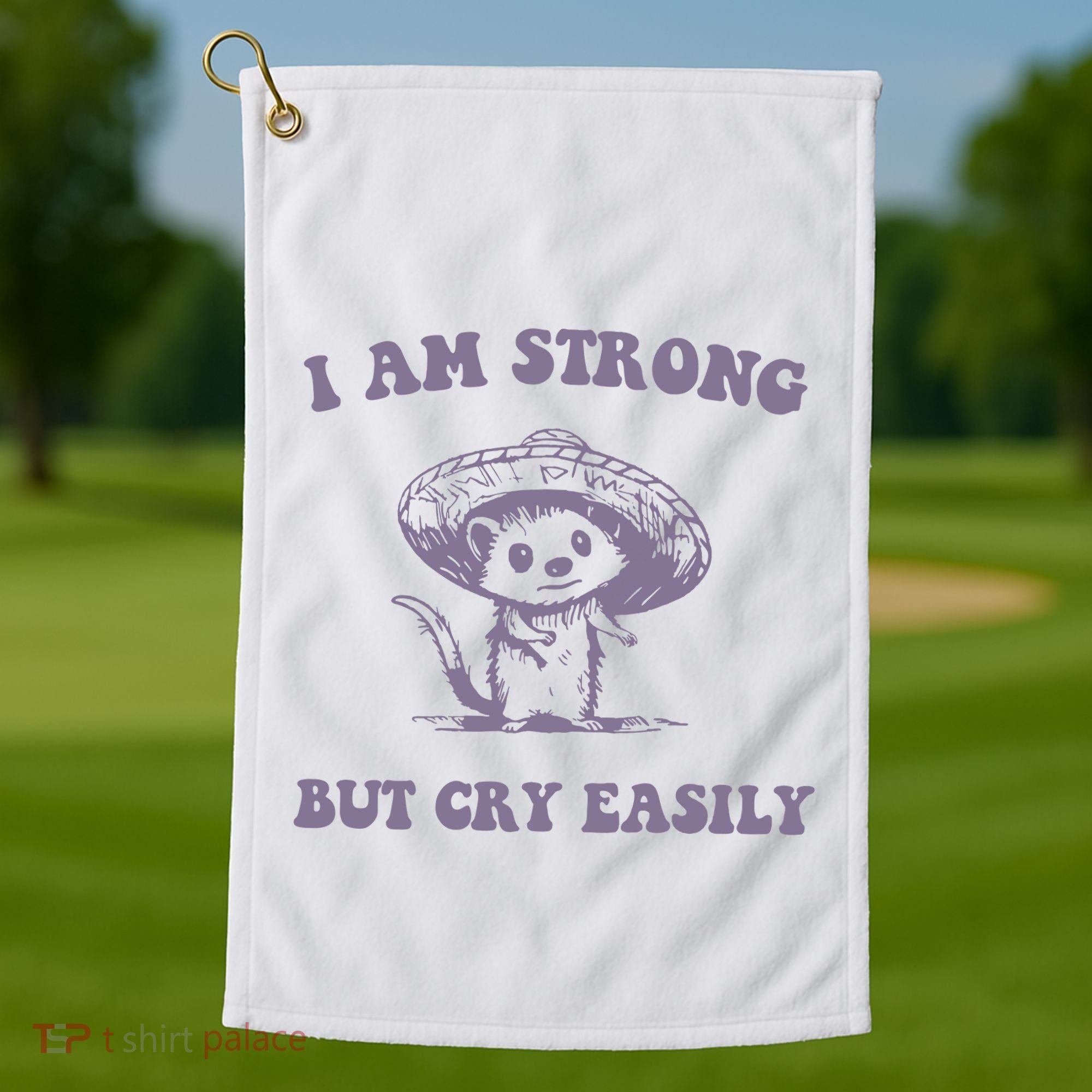 I Am Strong But Cry Easily Retro Golf Towel