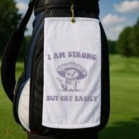 I Am Strong But Cry Easily Retro Golf Towel thumb 2