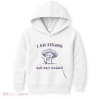 I Am Strong But Cry Easily Retro Kids Hoodie thumb 0
