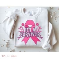 Im A Survivor Breast Cancer Awareness Ribbon Sweatshirt thumb 2