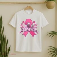 Im A Survivor Breast Cancer Awareness Ribbon T-Shirt thumb 2