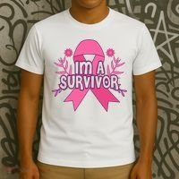 Im A Survivor Breast Cancer Awareness Ribbon T-Shirt thumb 3