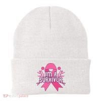 Im A Survivor Breast Cancer Awareness Ribbon Beanie thumb 0