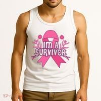 Im A Survivor Breast Cancer Awareness Ribbon Tank Top thumb 3
