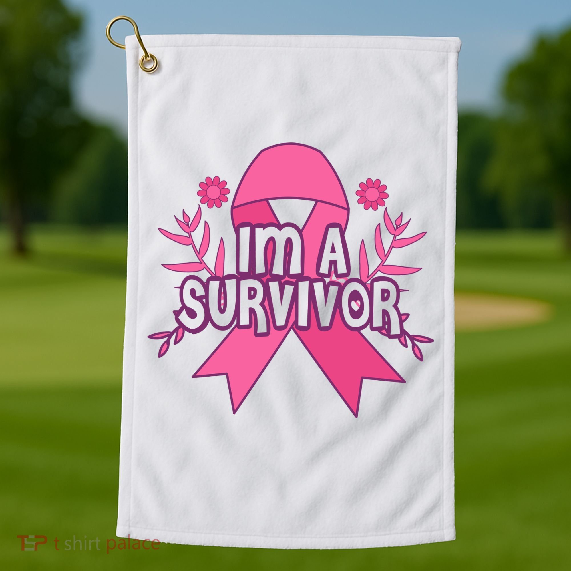 Im A Survivor Breast Cancer Awareness Ribbon Golf Towel