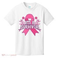 Im A Survivor Breast Cancer Awareness Ribbon Kids T-Shirt thumb 0