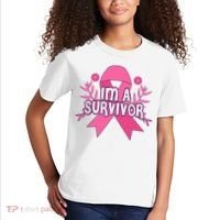 Im A Survivor Breast Cancer Awareness Ribbon Kids T-Shirt thumb 2
