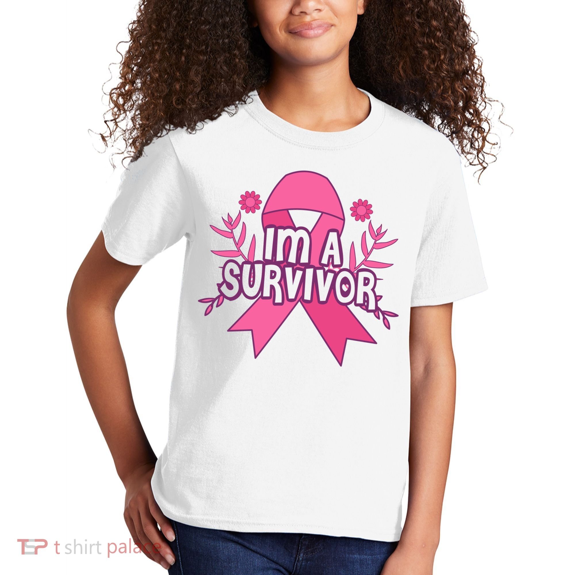 Im A Survivor Breast Cancer Awareness Ribbon Kids T-Shirt