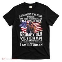 IM A Spoiled Wife Of A Grumpy Old Veteran Husband Wife T-Shirt thumb 0
