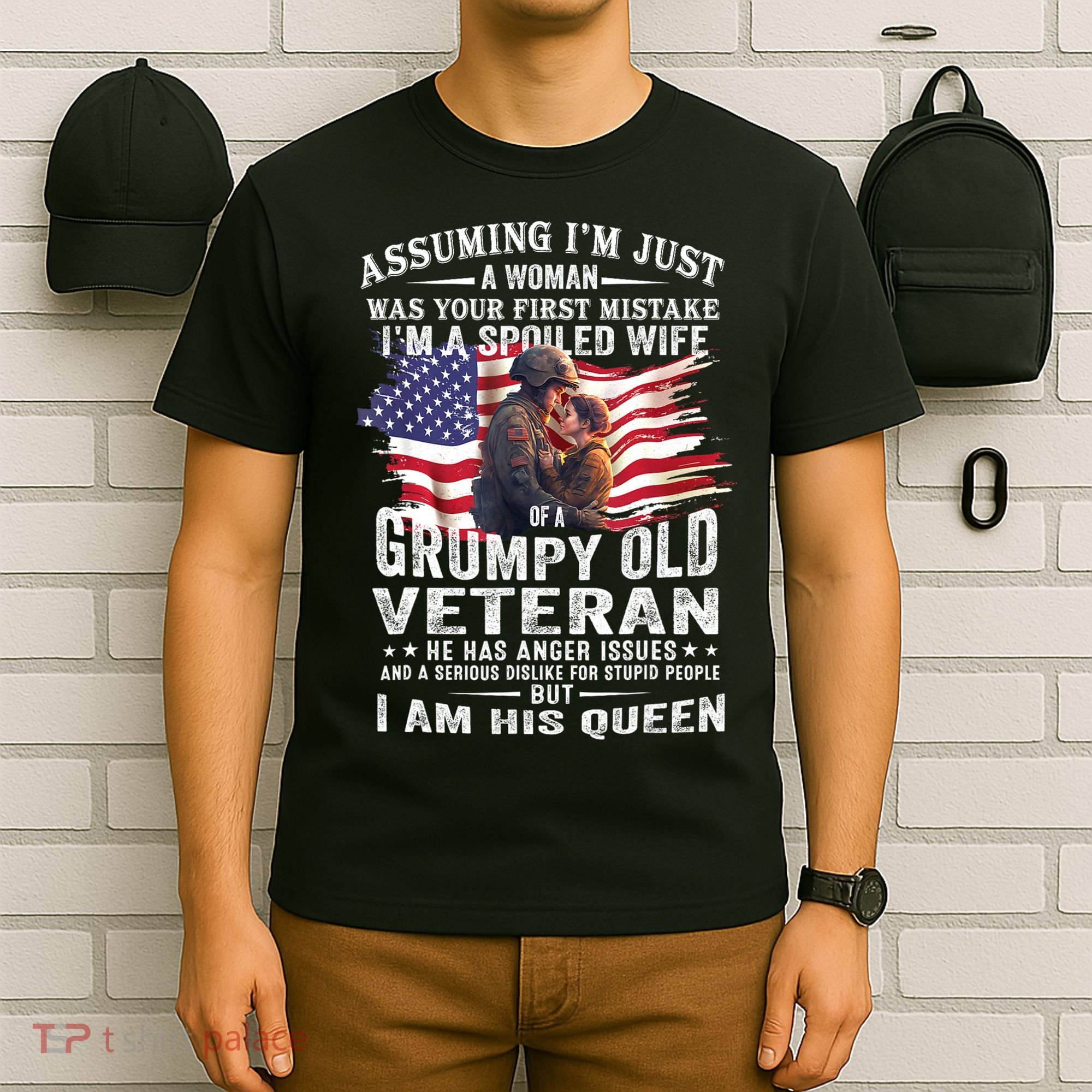 IM A Spoiled Wife Of A Grumpy Old Veteran Husband Wife T-Shirt