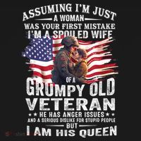 IM A Spoiled Wife Of A Grumpy Old Veteran Husband Wife T-Shirt thumb 7