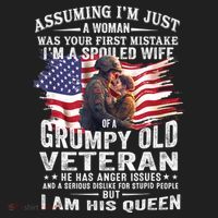 IM A Spoiled Wife Of A Grumpy Old Veteran Husband Wife Beanie thumb 2