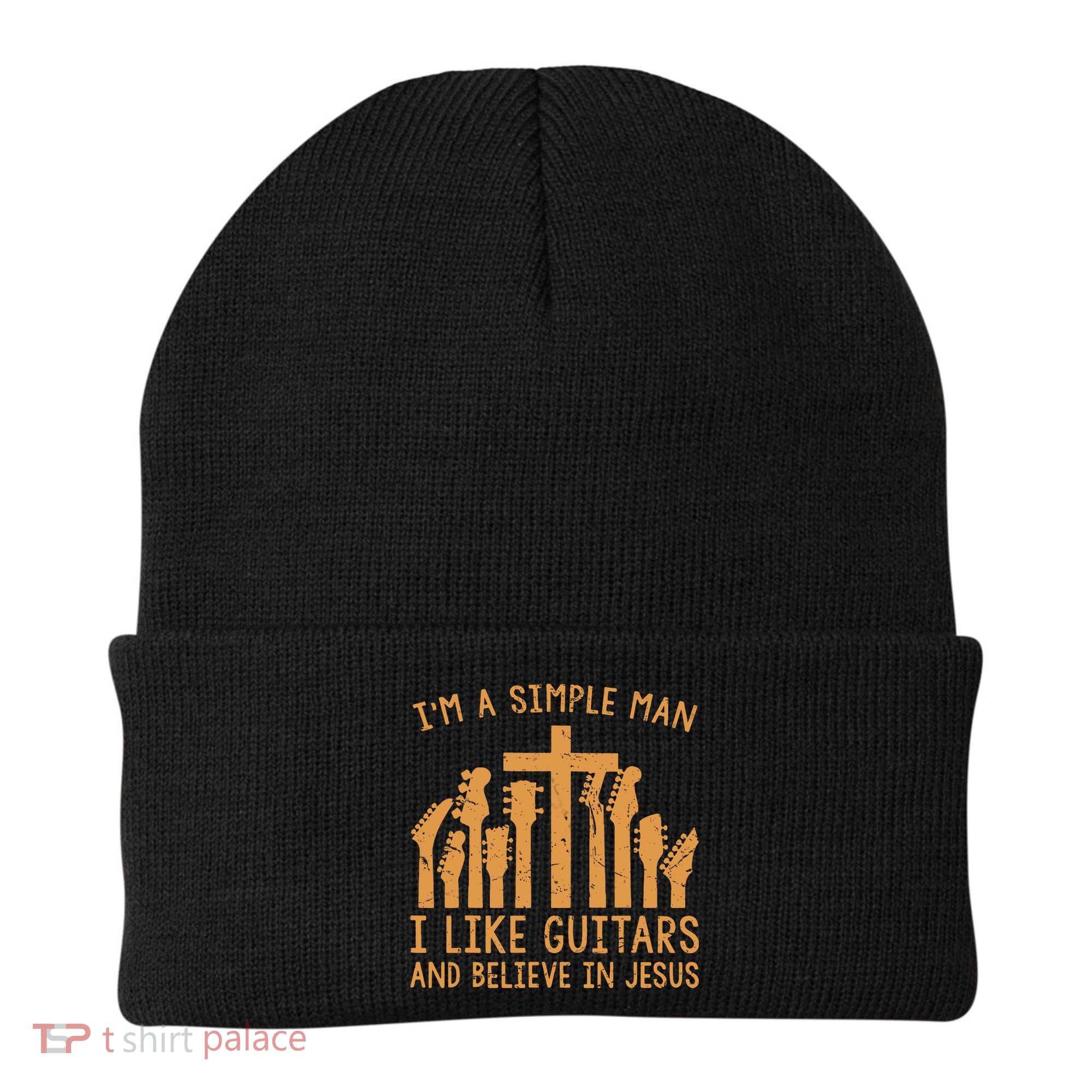 Im A Simple Man I Like Bass Guitar And Believe In Jesus Tee Beanie