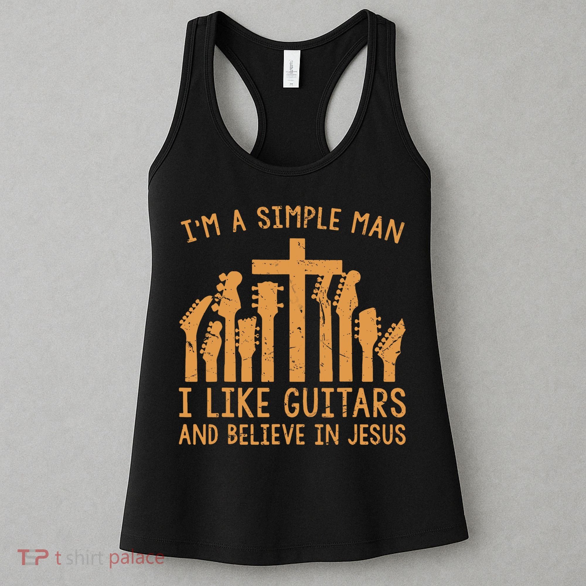 Im A Simple Man I Like Bass Guitar And Believe In Jesus Tee Women's Tank Top