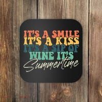 It's A Smile It's A Kiss It's A Sip Of Wine It's Summertime Coaster thumb 0