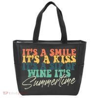 It's A Smile It's A Kiss It's A Sip Of Wine It's Summertime Tote Bag thumb 0