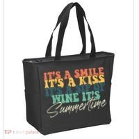 It's A Smile It's A Kiss It's A Sip Of Wine It's Summertime Tote Bag thumb 2