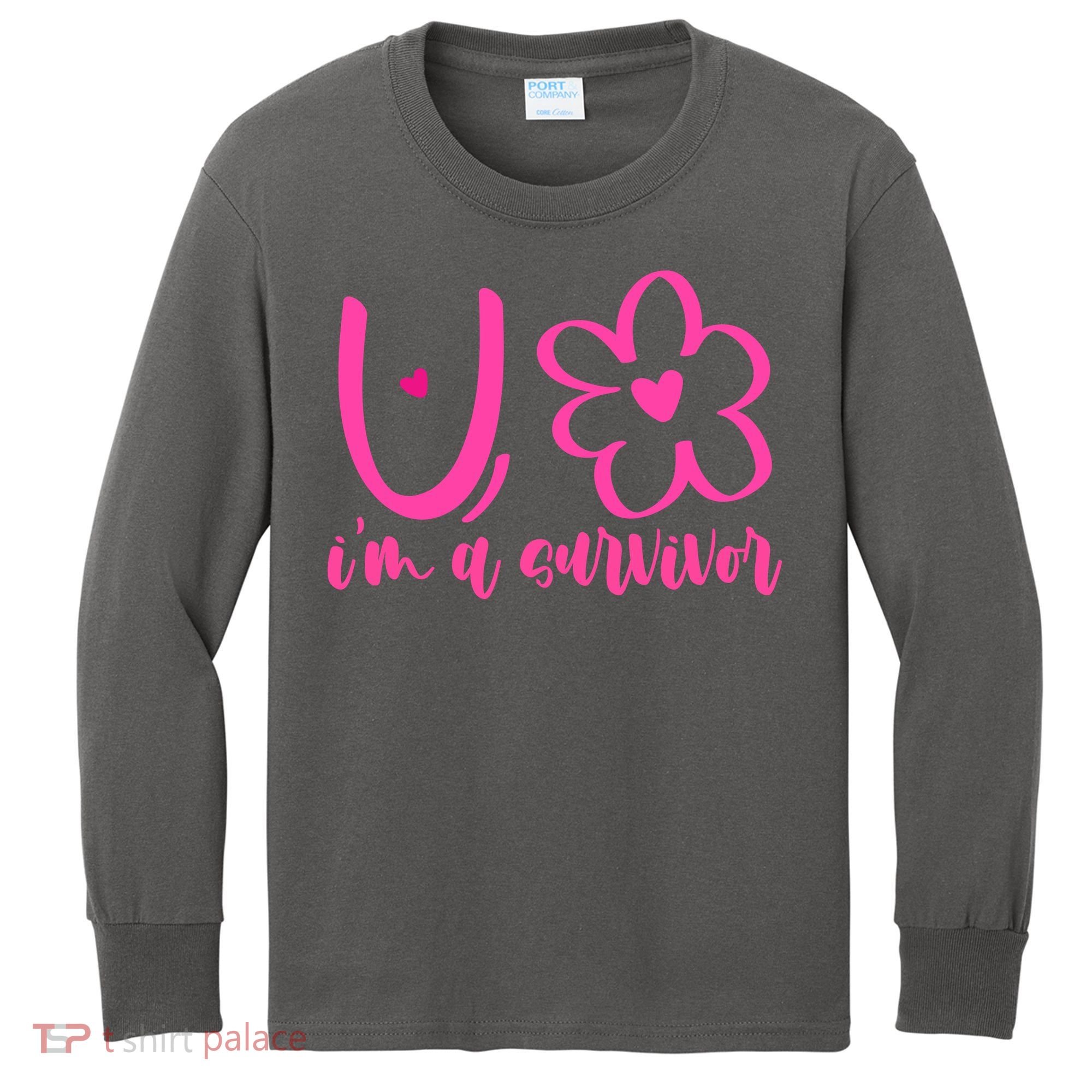 Im A Survivor Breast Cancer Awareness Month Kids Long Sleeve Shirt