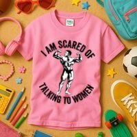 I Am Scared Of Talking To Women Kids T-Shirt thumb 3