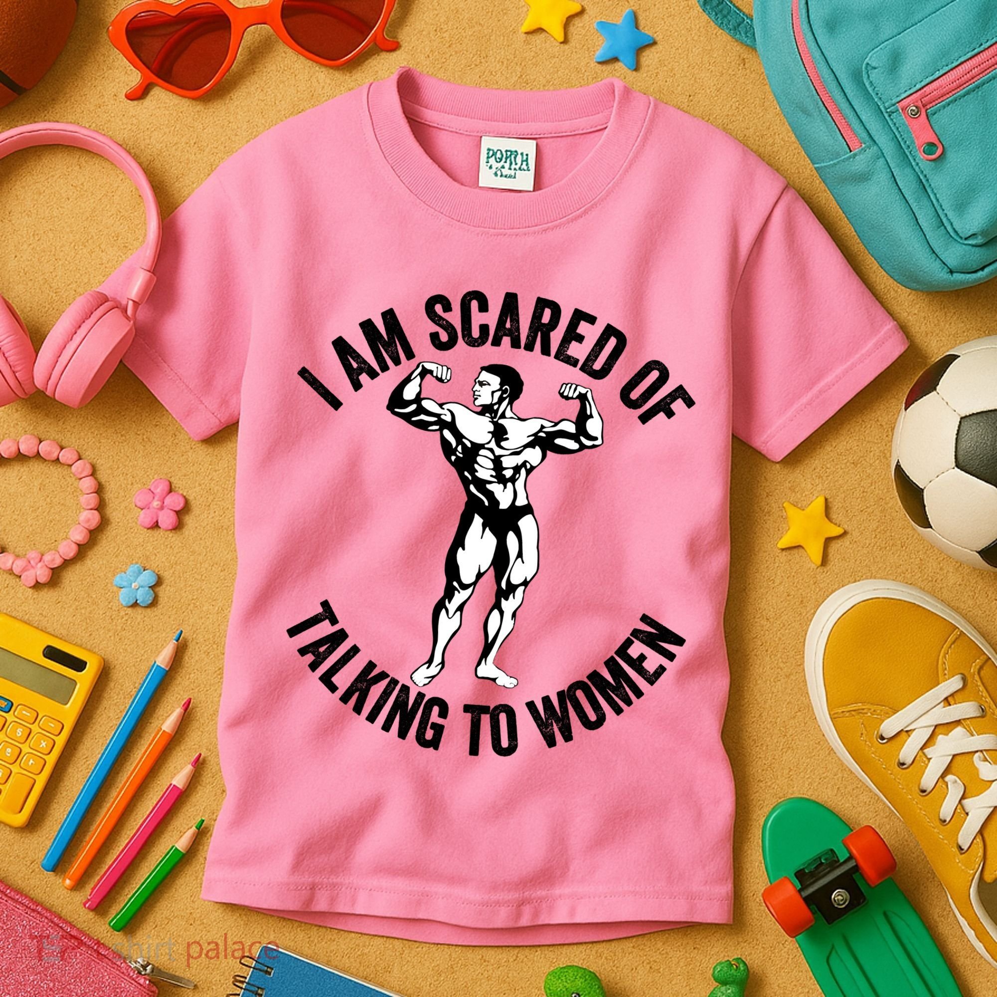 I Am Scared Of Talking To Women Kids T-Shirt