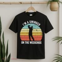 I'm A Swinger On The Weekends Sexual Innuendo Funny Golf T-Shirt thumb 2