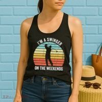 I'm A Swinger On The Weekends Sexual Innuendo Funny Golf Women's Tank Top thumb 2