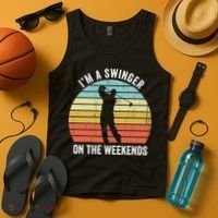 I'm A Swinger On The Weekends Sexual Innuendo Funny Golf Tank Top thumb 4