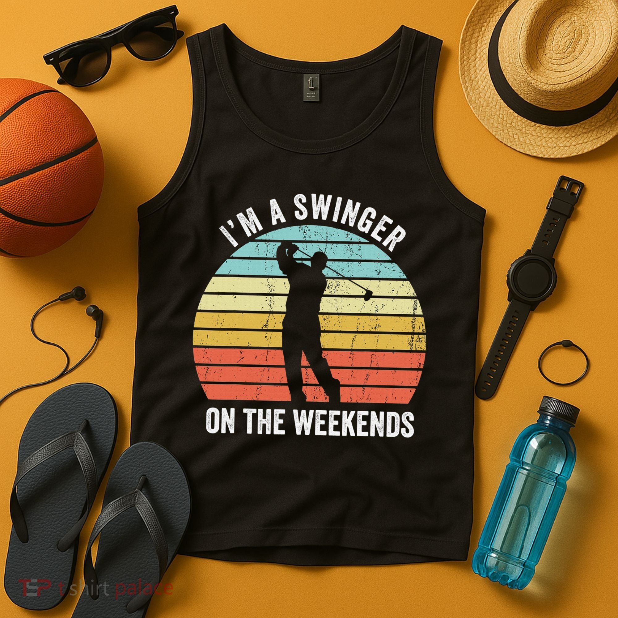 I'm A Swinger On The Weekends Sexual Innuendo Funny Golf Tank Top