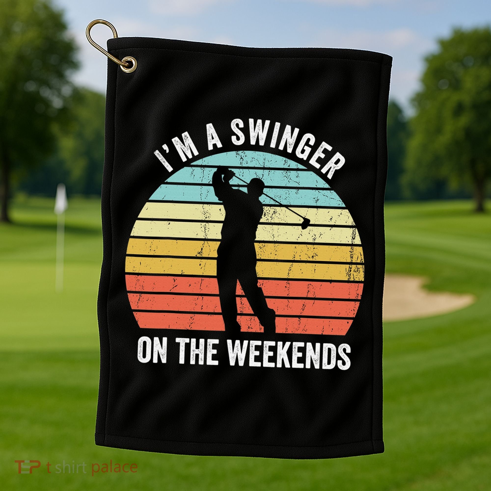 I'm A Swinger On The Weekends Sexual Innuendo Funny Golf Golf Towel