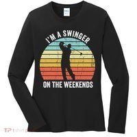 I'm A Swinger On The Weekends Sexual Innuendo Funny Golf Women's Long Sleeve Shirt thumb 0