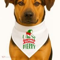 I Am So Elfing Merry Funny Christmas Elf USA-Made Doggie Bandana thumb 1