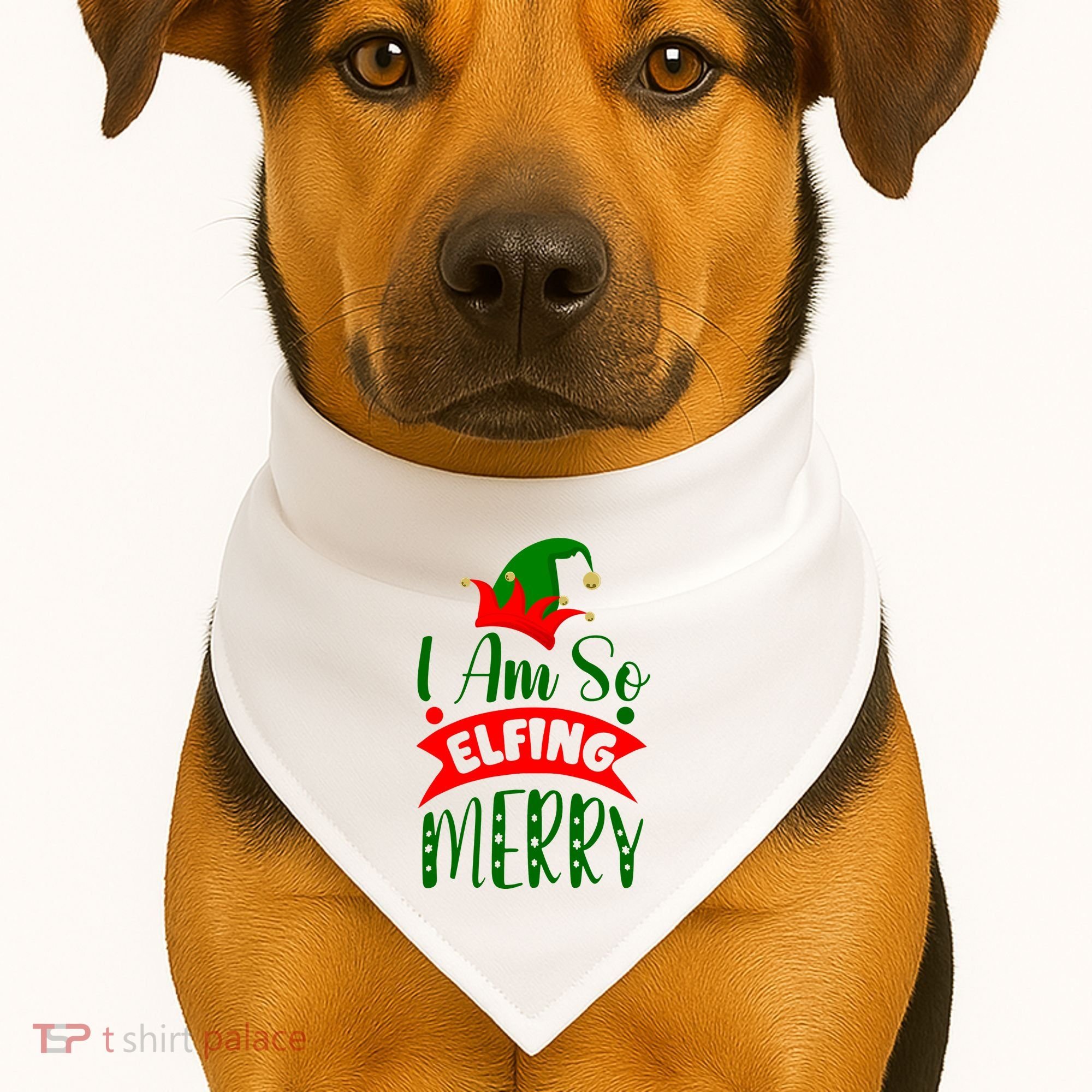 I Am So Elfing Merry Funny Christmas Elf USA-Made Doggie Bandana