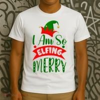 I Am So Elfing Merry Funny Christmas Elf T-Shirt thumb 3