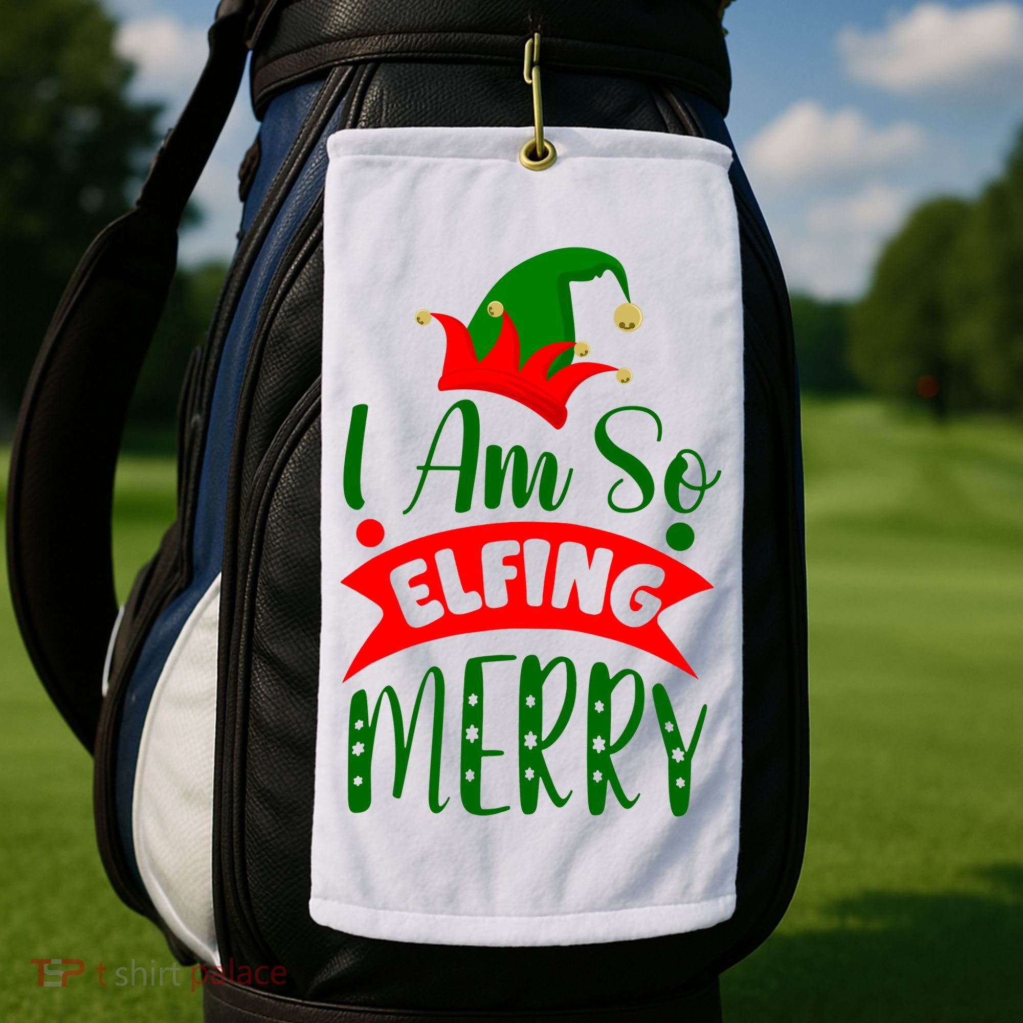 I Am So Elfing Merry Funny Christmas Elf Golf Towel