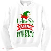 I Am So Elfing Merry Funny Christmas Elf Kids Sweatshirt thumb 0