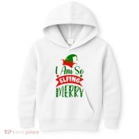 I Am So Elfing Merry Funny Christmas Elf Kids Hoodie thumb 0