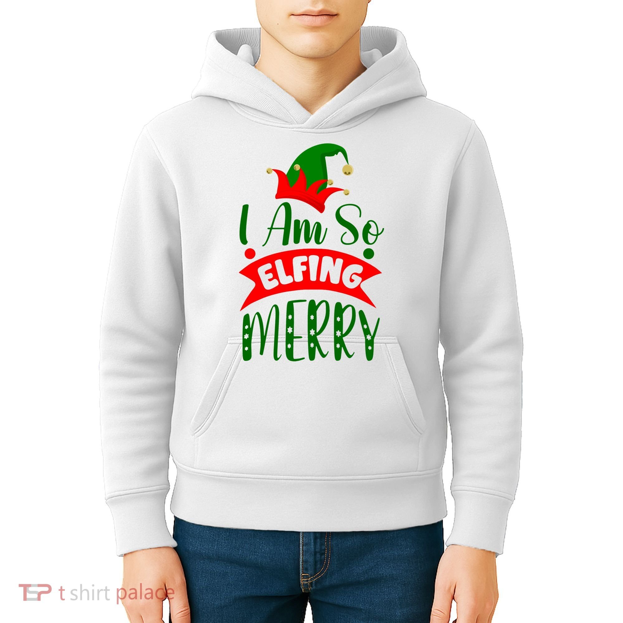 I Am So Elfing Merry Funny Christmas Elf Kids Hoodie