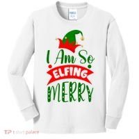 I Am So Elfing Merry Funny Christmas Elf Kids Long Sleeve Shirt thumb 0