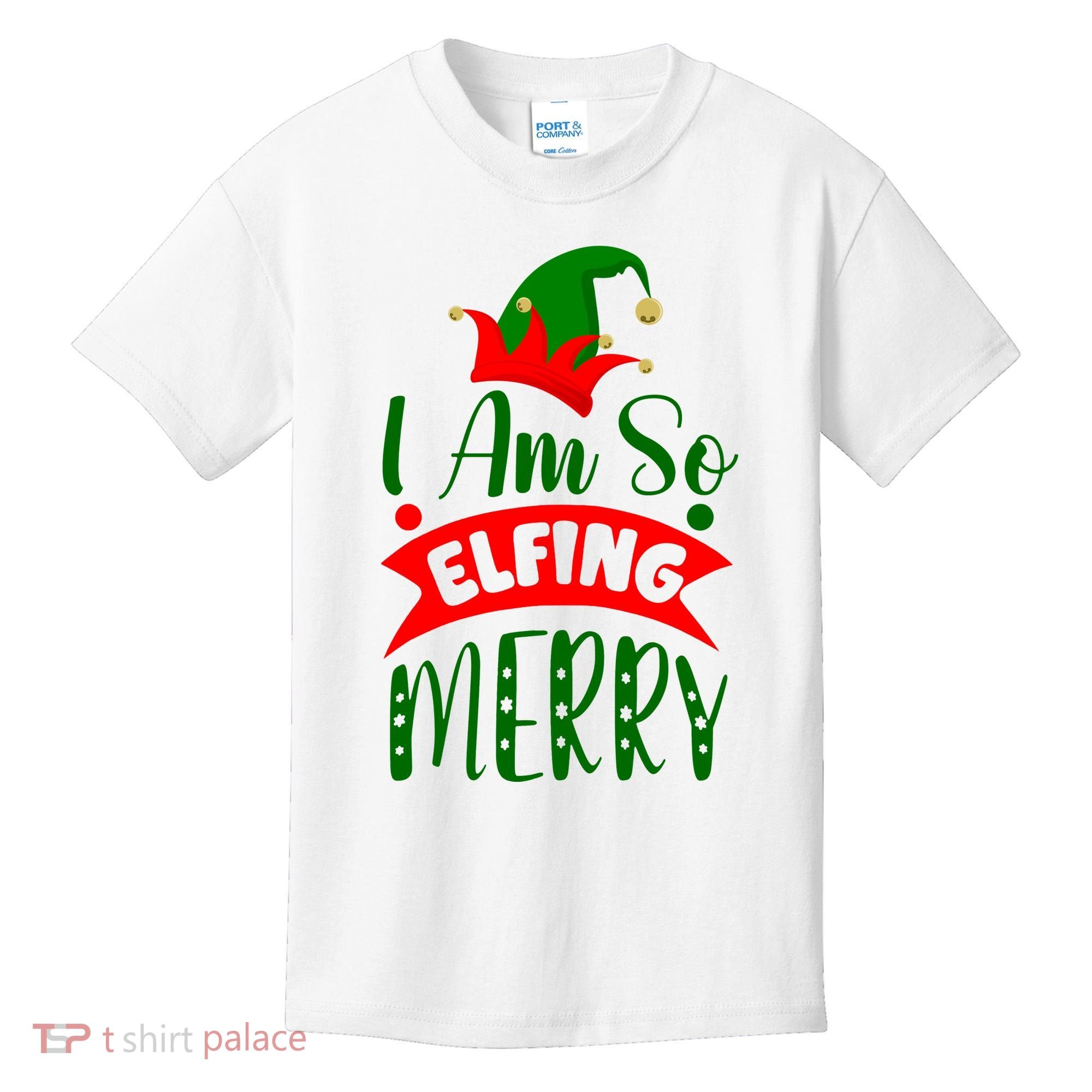 I Am So Elfing Merry Funny Christmas Elf Kids T-Shirt