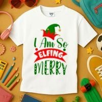I Am So Elfing Merry Funny Christmas Elf Kids T-Shirt thumb 3