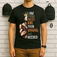 I Am Strong Aries King Crown Zodiac Horoscope Gift T-Shirt thumb 6