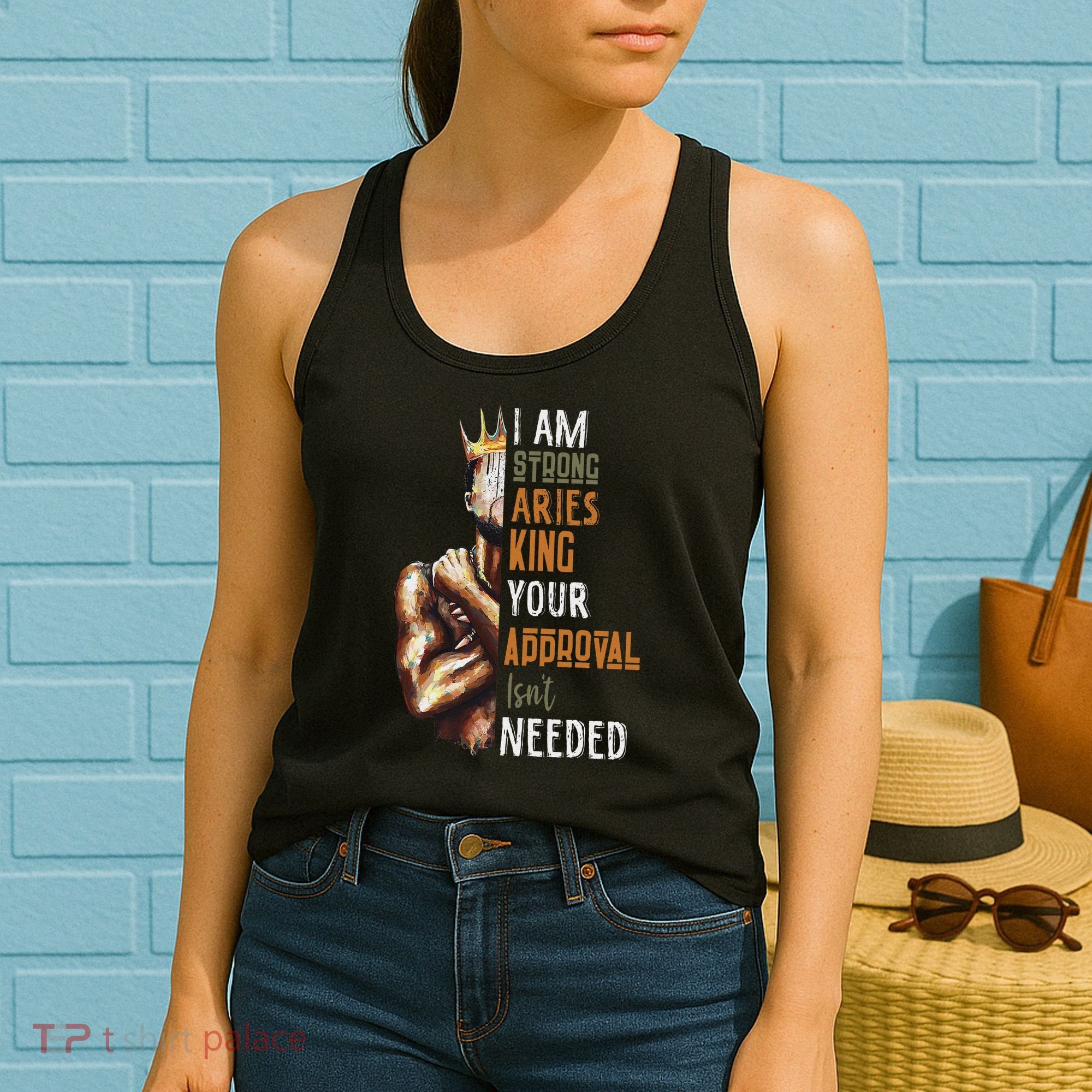 I Am Strong Aries King Crown Zodiac Horoscope Gift Women's Tank Top