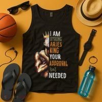 I Am Strong Aries King Crown Zodiac Horoscope Gift Tank Top thumb 4