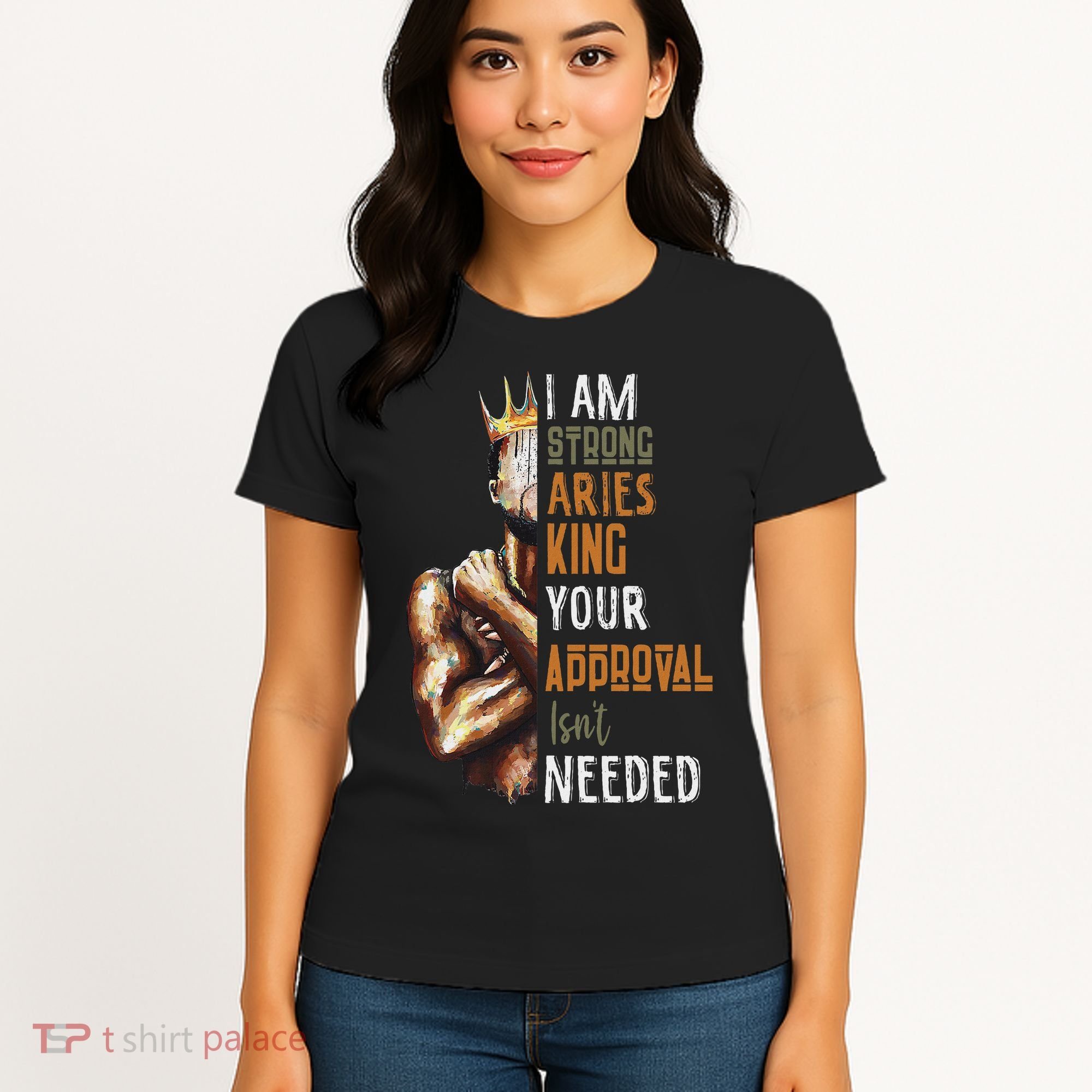 I Am Strong Aries King Crown Zodiac Horoscope Gift Women's T-Shirt