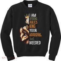 I Am Strong Aries King Crown Zodiac Horoscope Gift Kids Sweatshirt thumb 0