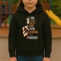 I Am Strong Aries King Crown Zodiac Horoscope Gift Kids Hoodie thumb 3