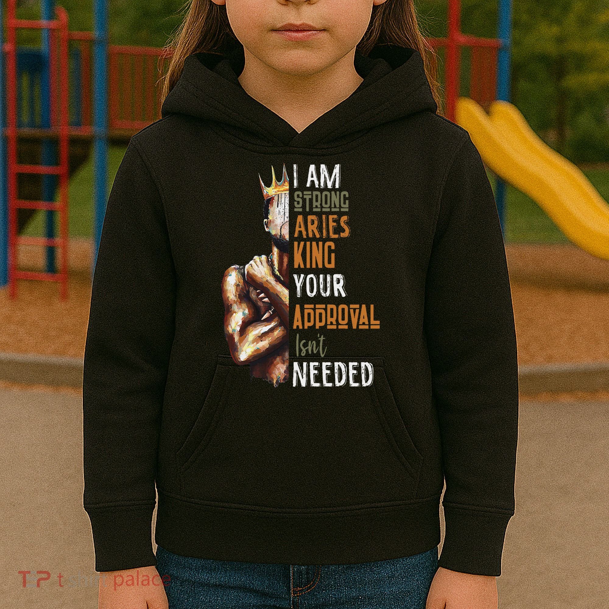I Am Strong Aries King Crown Zodiac Horoscope Gift Kids Hoodie