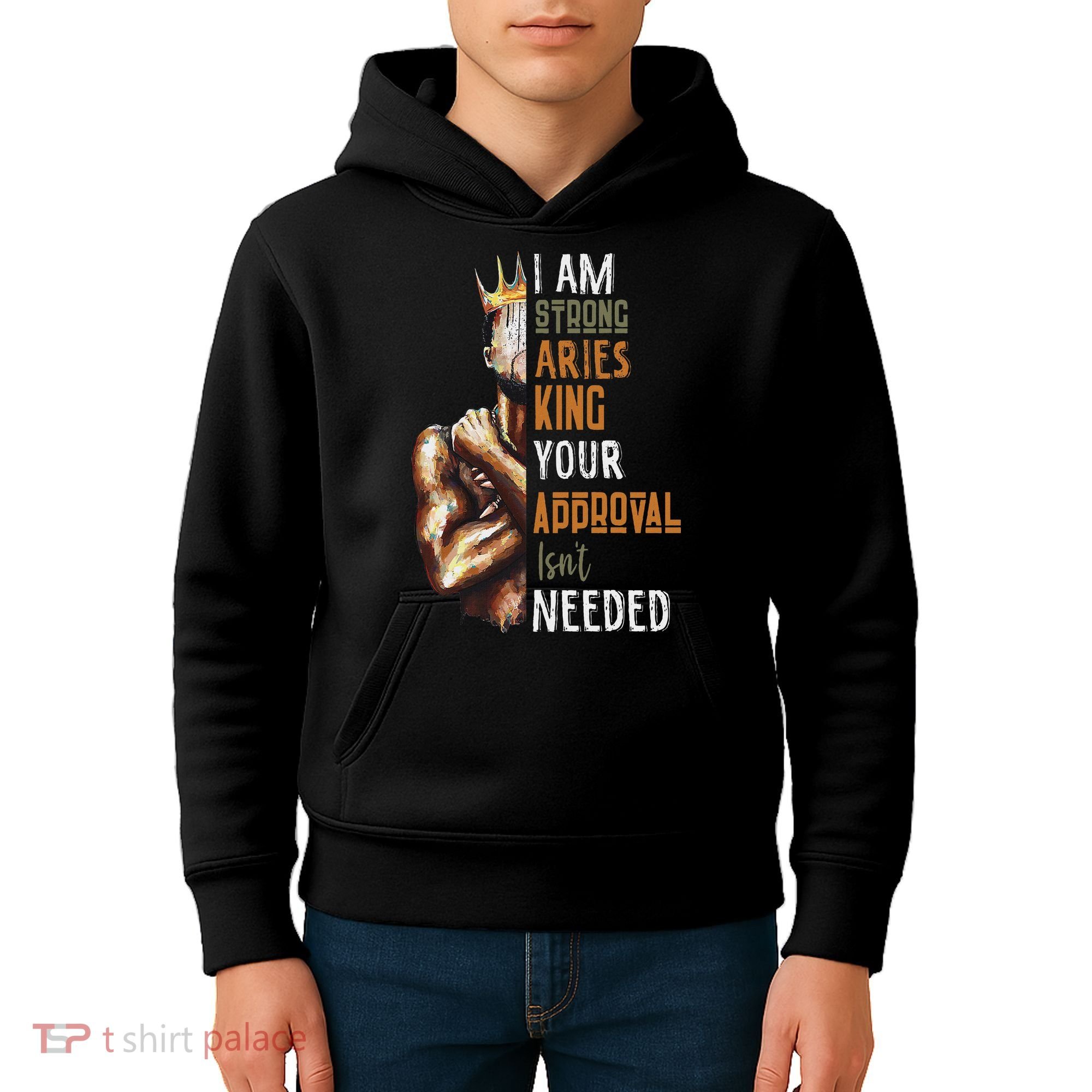 I Am Strong Aries King Crown Zodiac Horoscope Gift Kids Hoodie