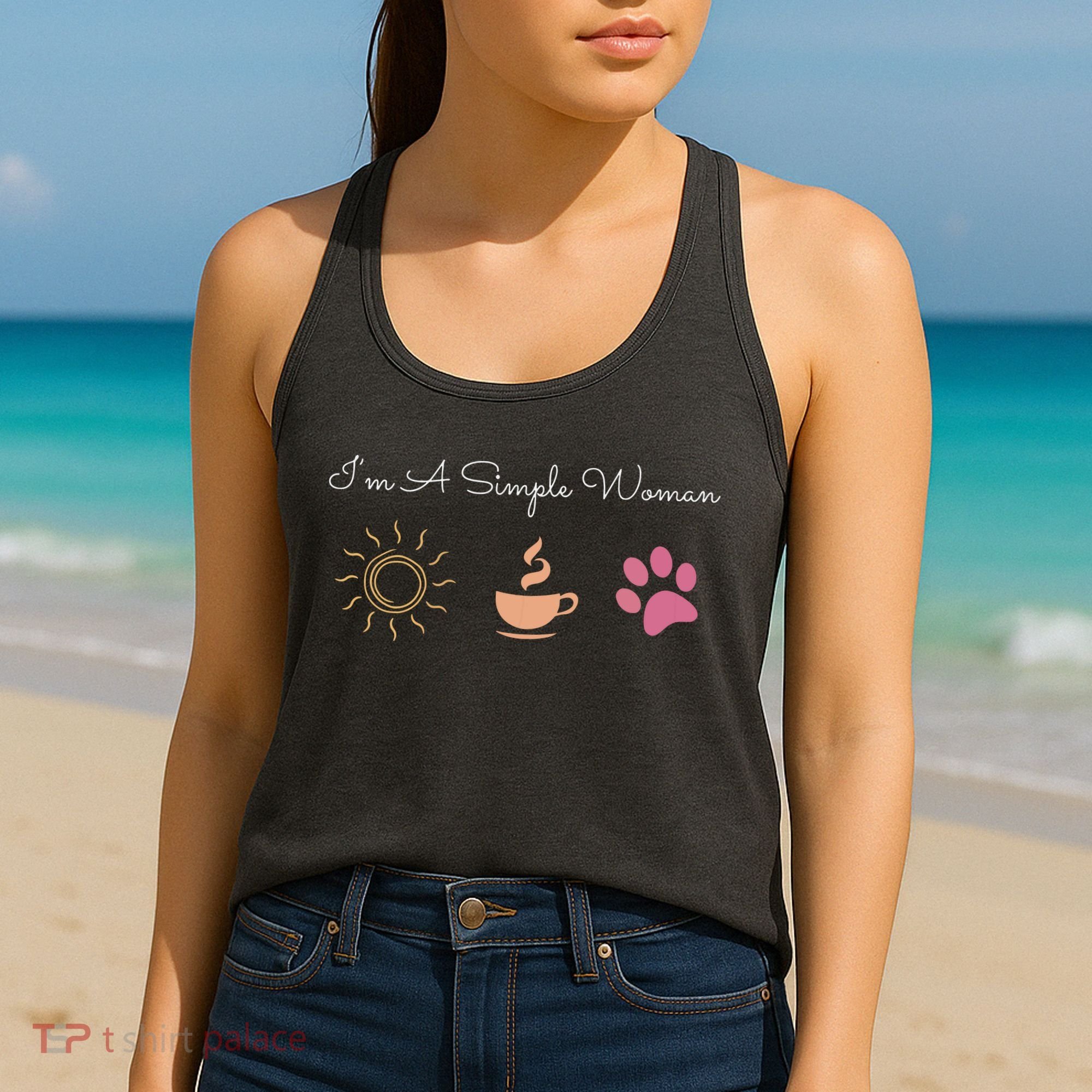 Im A Simple Woman Sunshine Coffee Paw Dog Cute Funny Gift Women's Tank Top