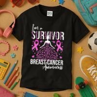 I'm A Survivor Breast Cancer Awareness Kids T-Shirt thumb 3